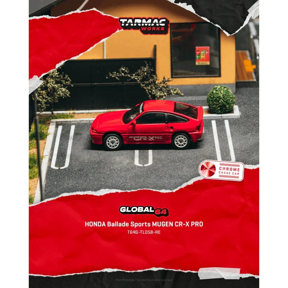 *PRE-ORDER* Honda Ballade Sports MUGEN CR-X PRO Chance of Chase Car, 1:64 Scale (Red) — image 1