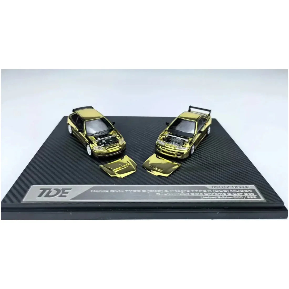 *TDE 2026* Honda Civic Type R (EK9) & Integra Type R (Mugen) Twin Set (Limited to 299 Sets), 1:64 Scale (Gold Chrome) — image 5