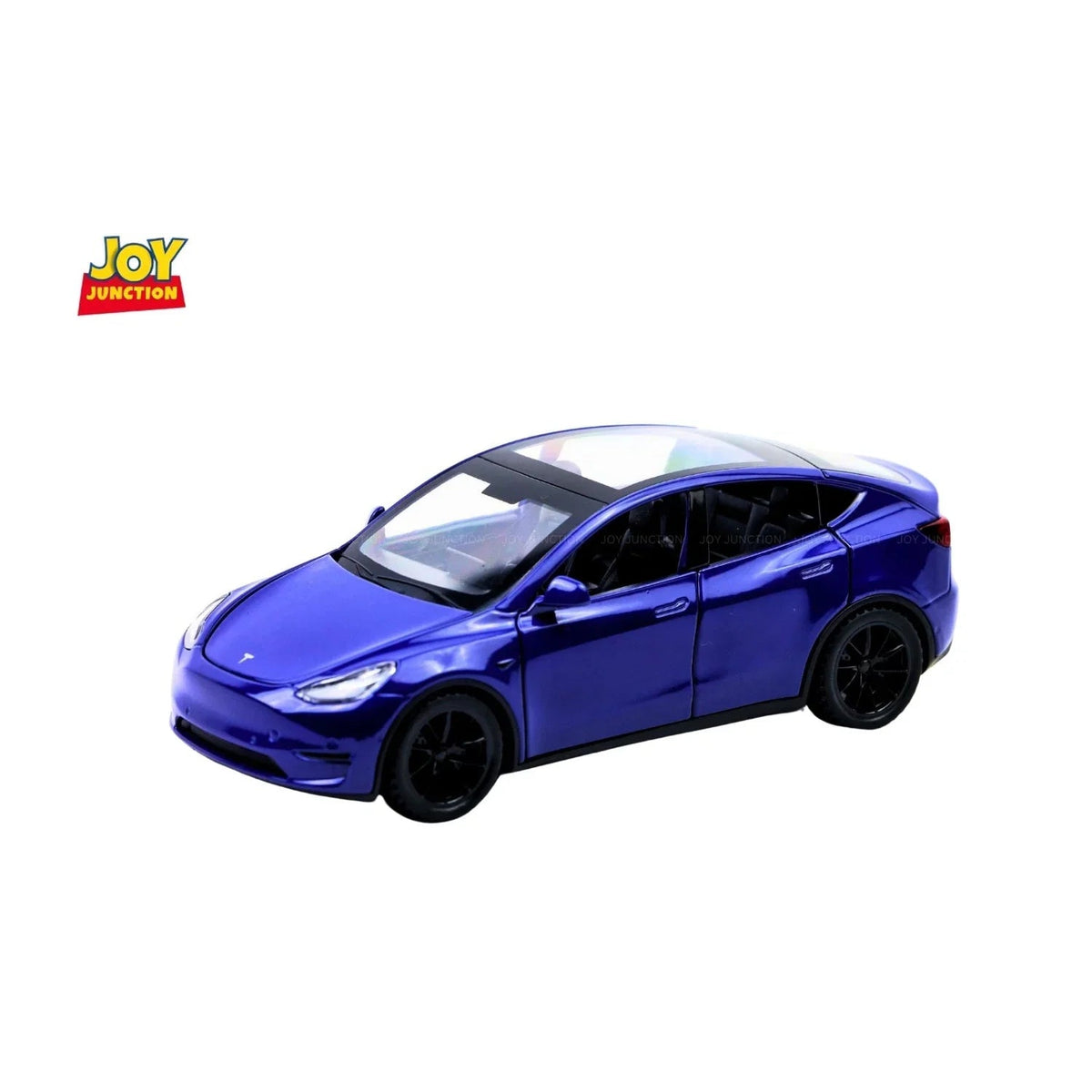 Tesla Model Y Pullback Toy Car - Light, Sound with Openable Doors, 1:32 Scale (Blue) — image 1