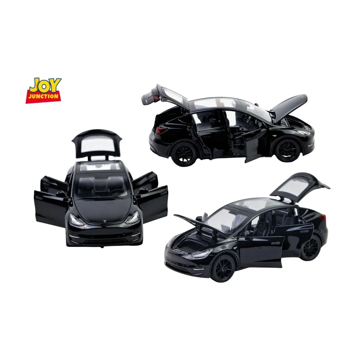 Tesla Model Y Pullback Toy Car - Light, Sound with Openable Doors, 1:32 Scale (Black) — image 4