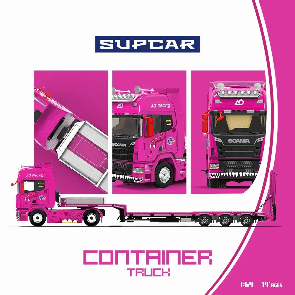 *PRE-ORDER* Scania Flatbed Transport Vehicle - Tyrannosaurus Rex, 1:64 Scale (Pink) — image 2