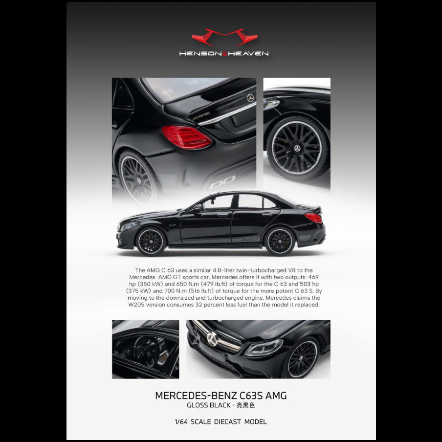 *PRE-ORDER* Mercedes Benz C63 Coupe AMG W205, 1:64 Scale (Gloss Black) — image 1