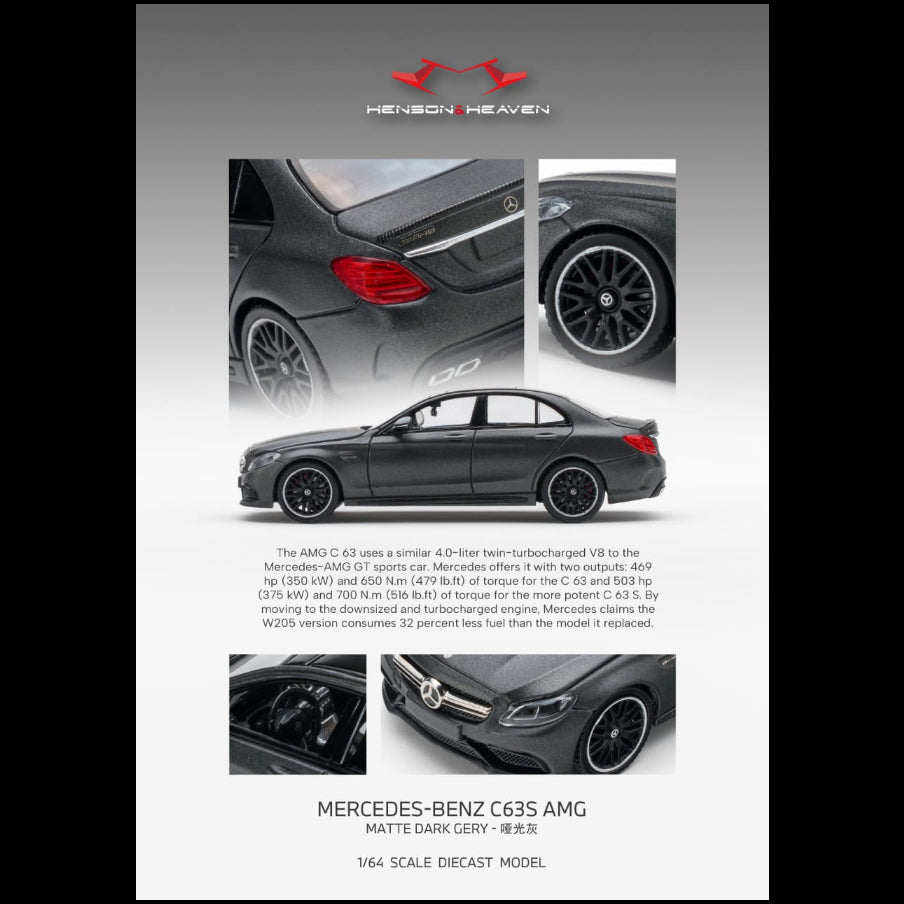 *PRE-ORDER* Mercedes Benz C63 Coupe AMG W205, 1:64 Scale (Matte Dark Grey) — image 1