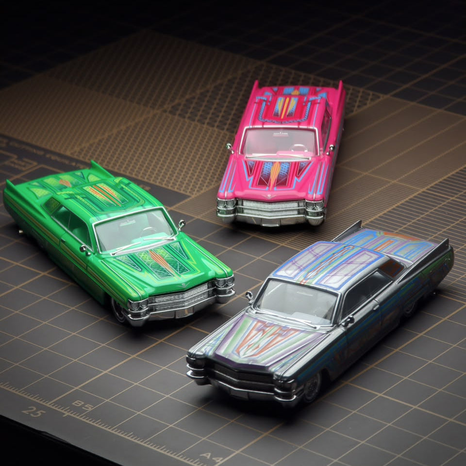 *PRE-ORDER* Cadillac DeVille Coupe Jump Car Metal green with floral pattern 1964, 1:64 Scale — image 8