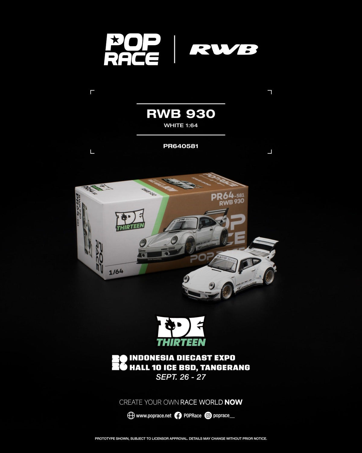 *IDE 2026* Porsche diecast RWB Kamiwaza (Limited 2000 pcs), 1:64 Scale (White) — image 1