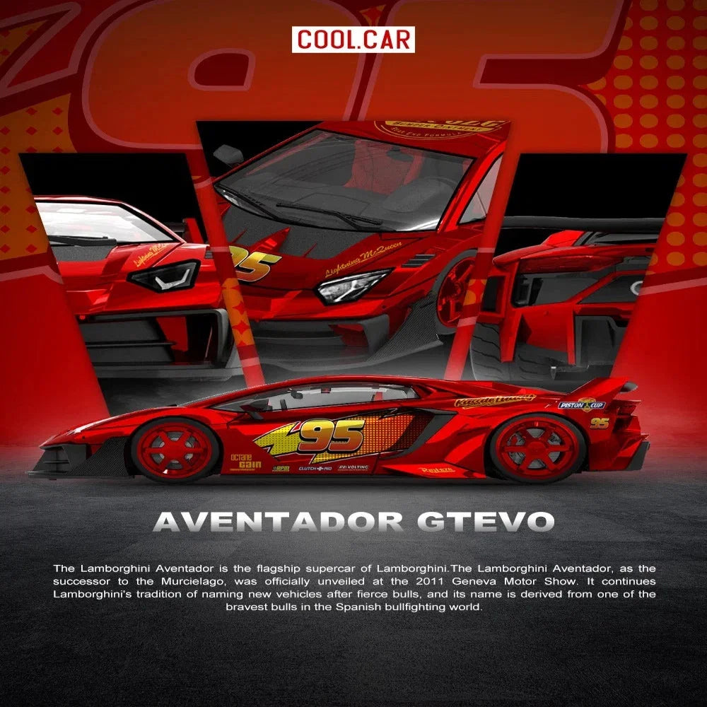*PRE-ORDER*Lamborghini GTEVO Lightining McQueen, 1:64 Scale (Red) — image 1