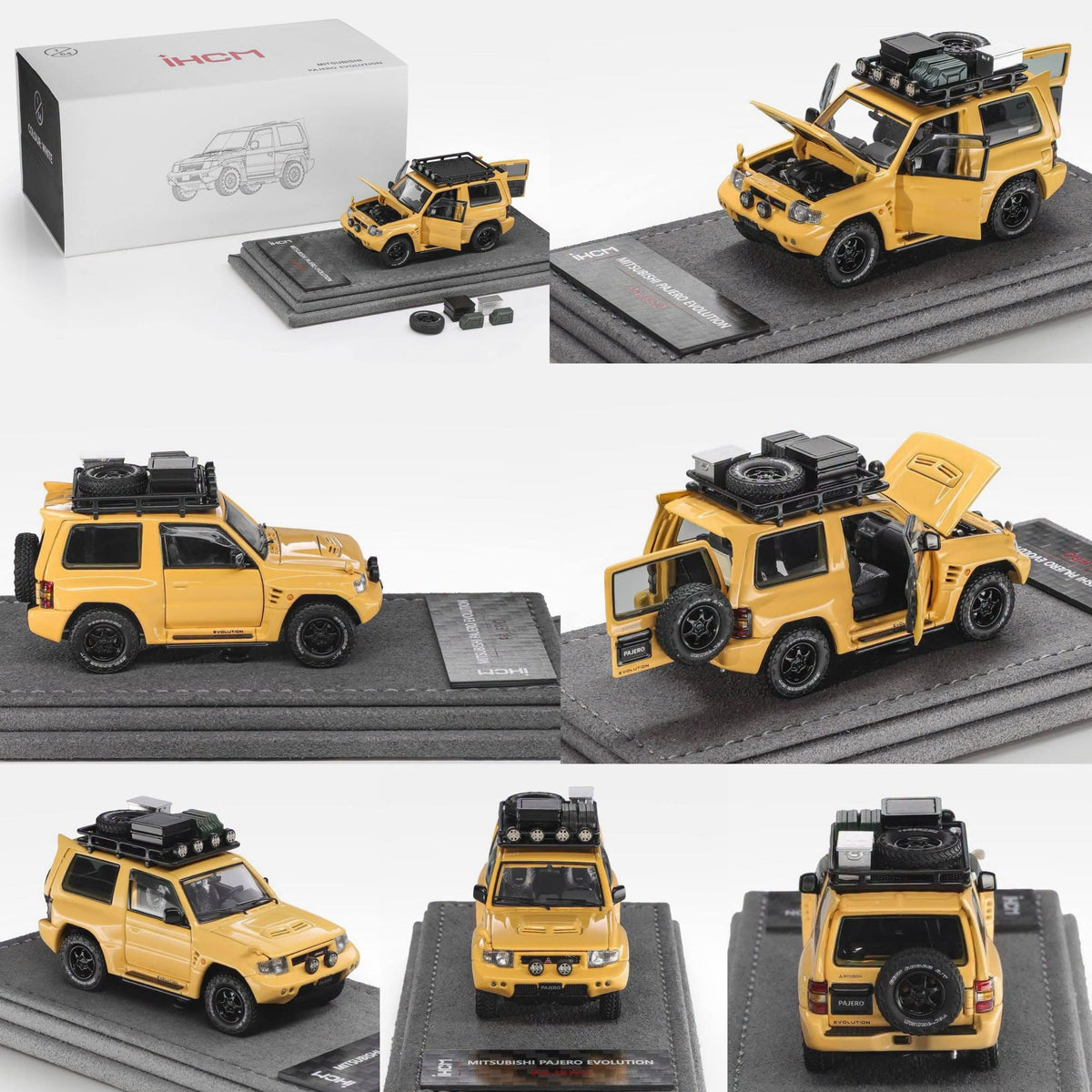 *Pre-Orders* Mitsubishi Licensed Products - Pajero Evolution V55 (Open-Engin & Rear Hoods+Doors, Visible Engine), 1:64 Scale (Yellow) — image 3