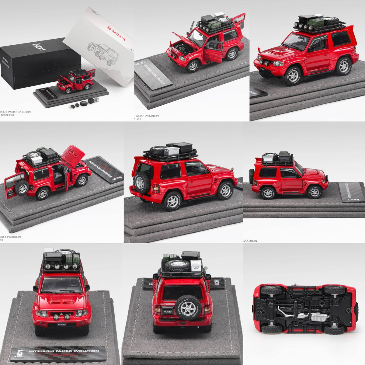 *Pre-Orders* Mitsubishi Licensed Products - Pajero Evolution V55 (Open-Engin & Rear Hoods+Doors, Visible Engine), 1:64 Scale (Palma Red) — image 3