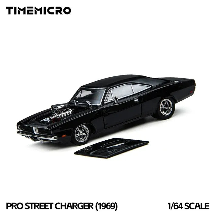 *PRE-ORDER* Dodge Black Pro Street Charger (1969), 1:64 Scale (Black) — image 1