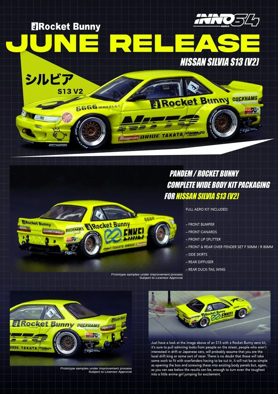 Nissan Silvia S13 V2 Pandem / Rocket Bunny, 1:64 Scale (Light Yellow) — image 1