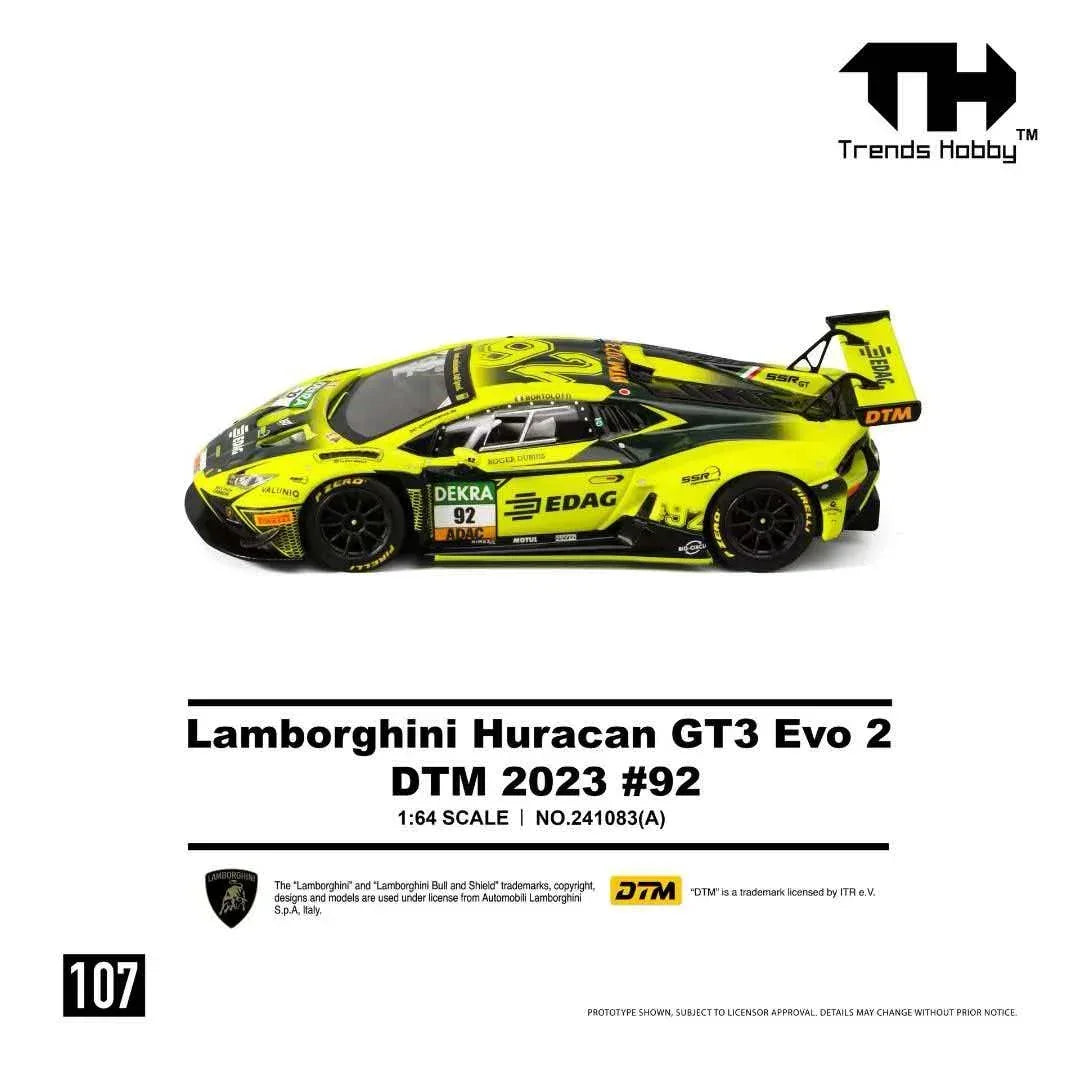 *PRE-ORDER* Lamborghini Huracan GT3 Evo 2-DTM 2023 #92, 1:64 Scale (Fluorescent Green) — image 3