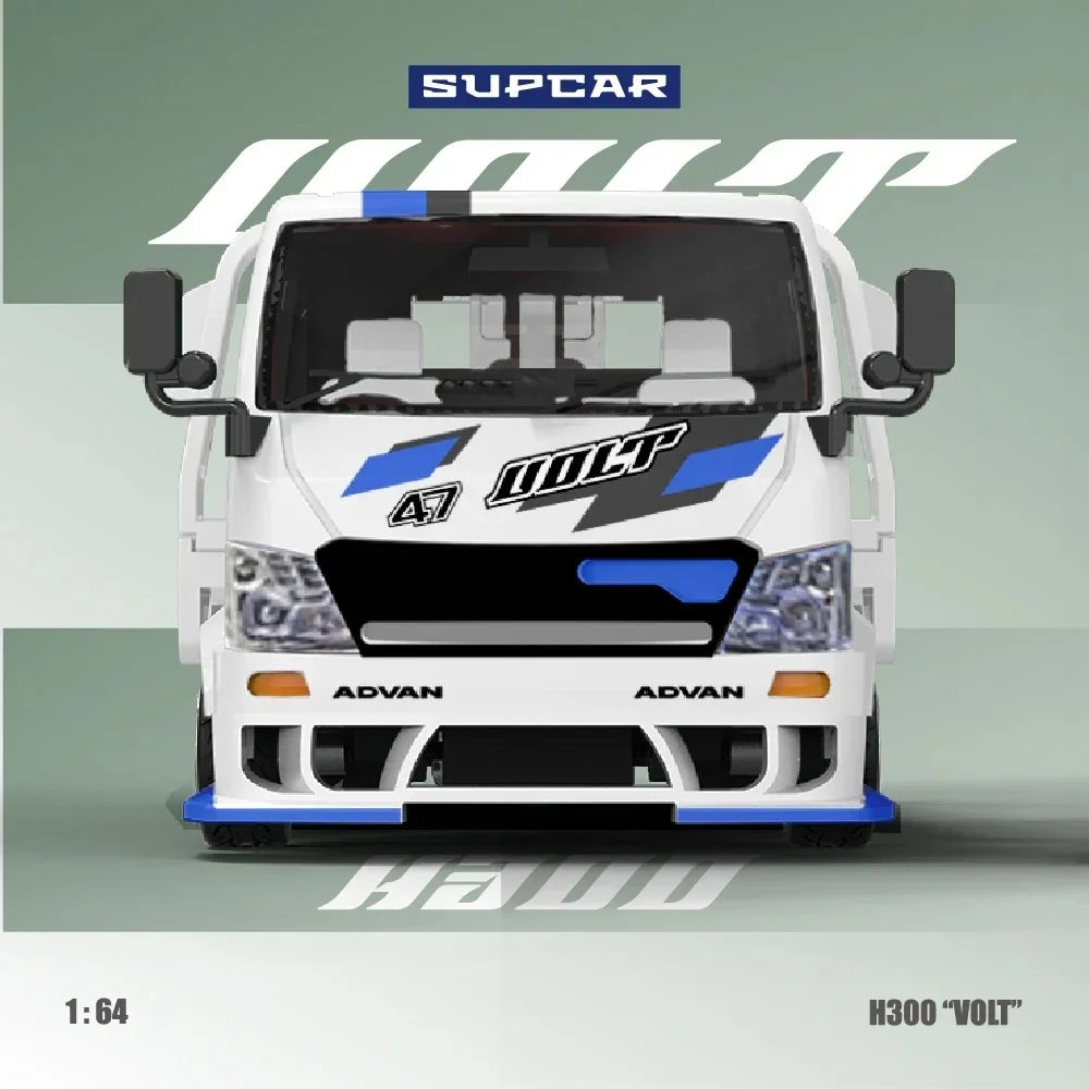 Advan H300 Flatbed Transport Trailer, 1:64 Scale (Blue & White) — image 3