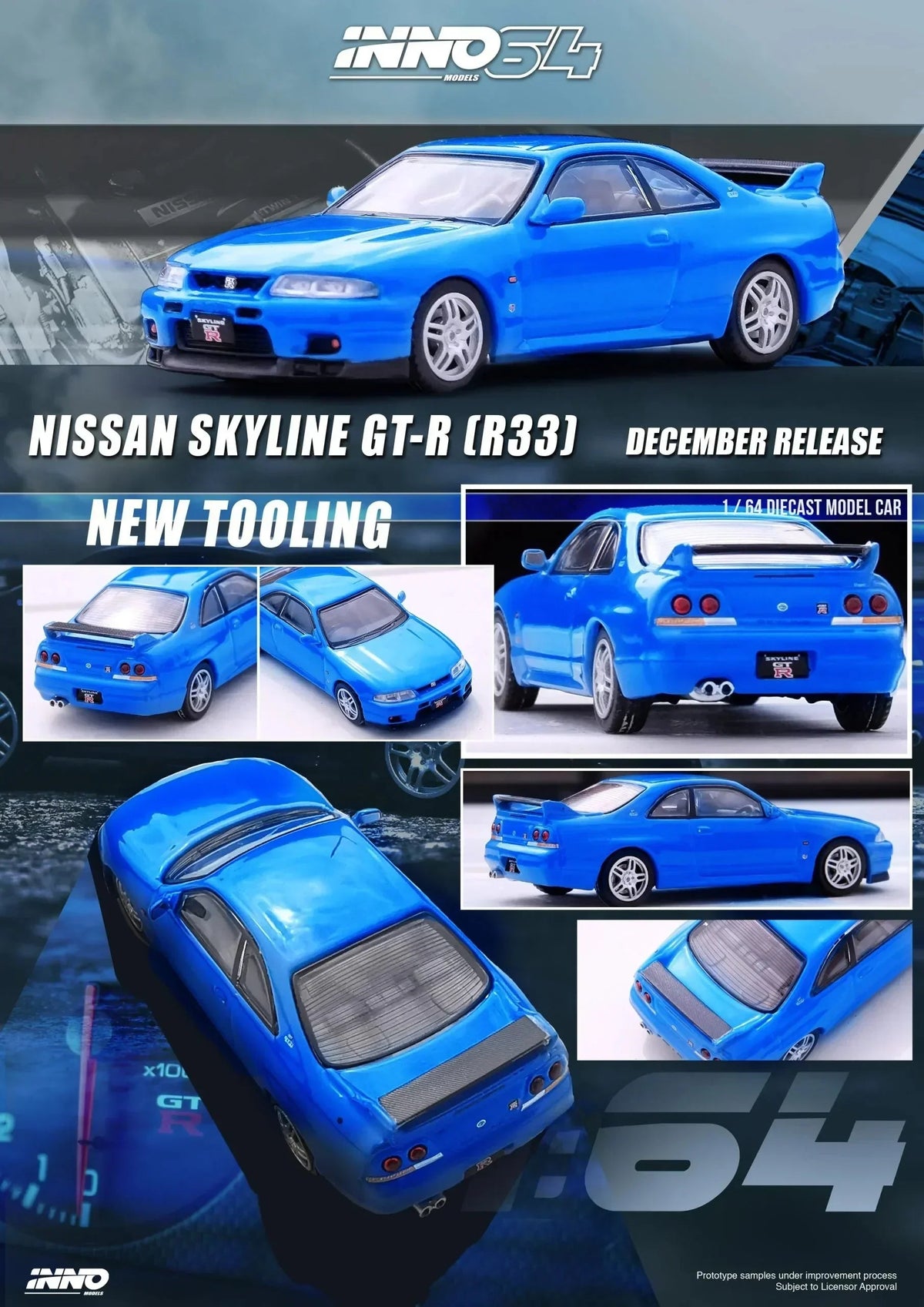 Nissan Skyline GT-R (R33) Championship,1:64 Scale (Blue) — image 4