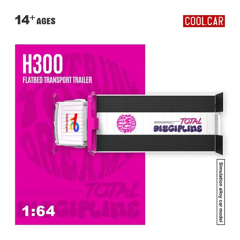 *PRE-ORDER* H300 Flatbed Transport Truck, 1:64 Scale (White & Pink) — image 3