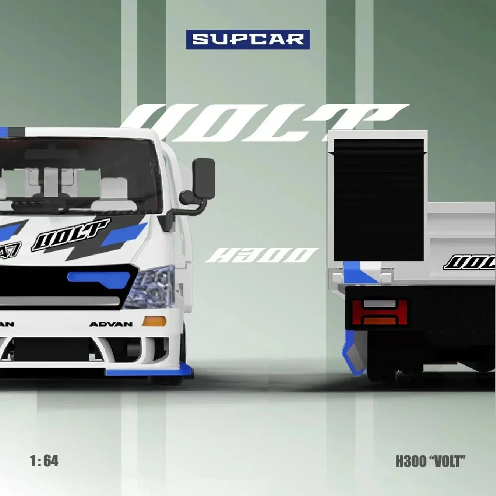 Advan H300 Flatbed Transport Trailer, 1:64 Scale (Blue & White) — image 4