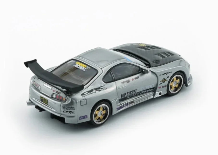 Toyota Supra Top Secret JZA80 (RHD) Manila Show, 1:64 Scale (Silver) — image 4