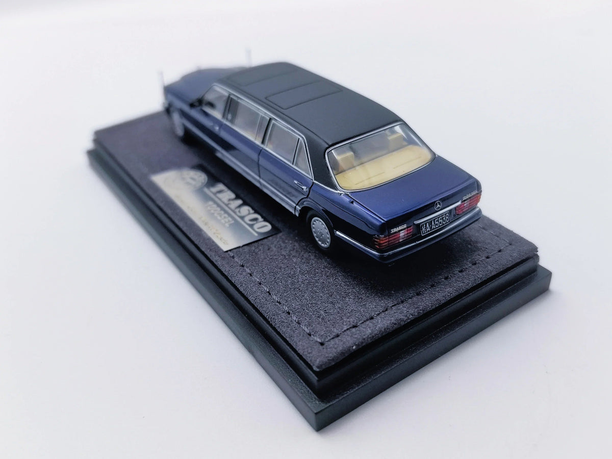 *HEC 2026* Mercedes S-Class W126 44" Limosine Trasco 1000SEL, 1:64 Scale (Blue) — image 4