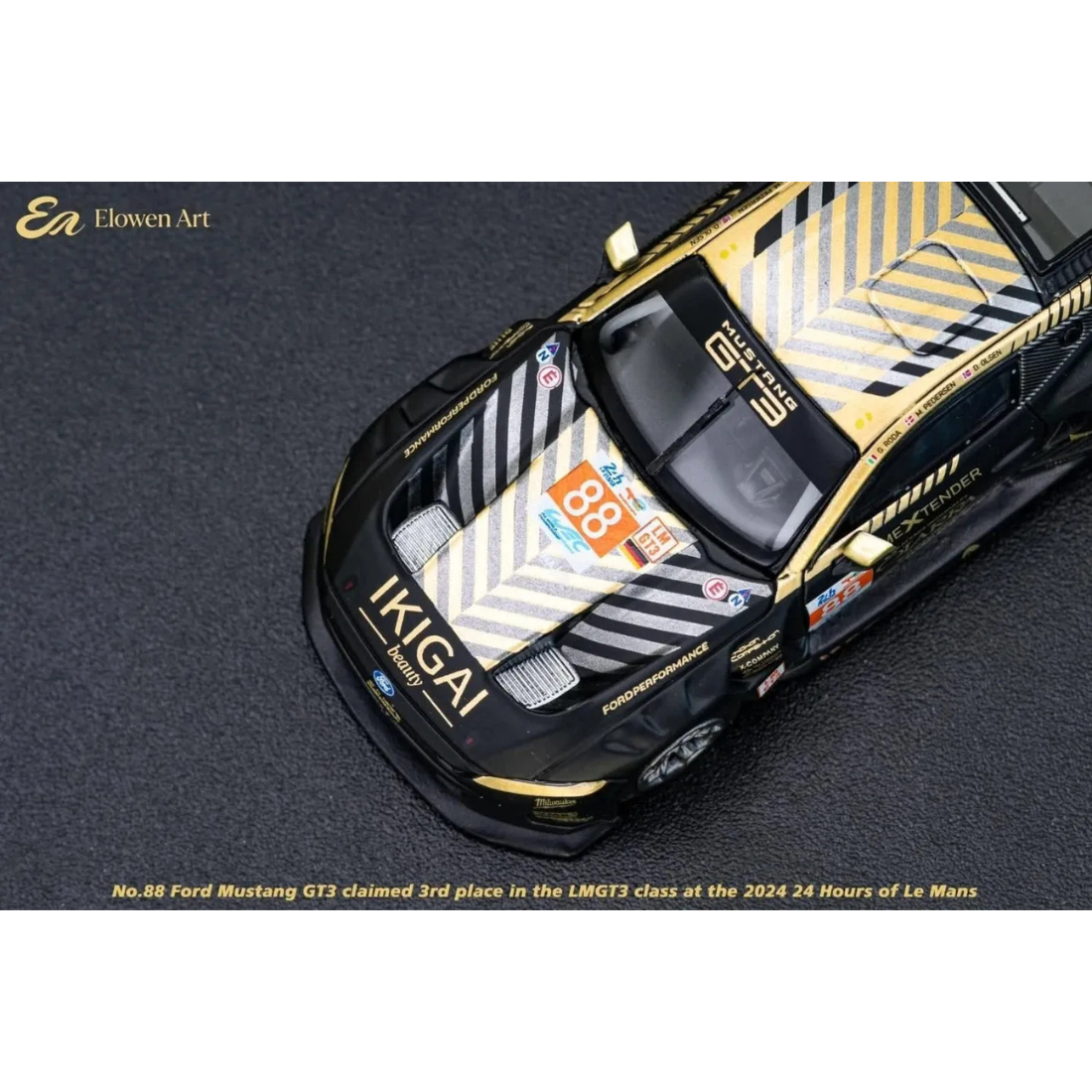 ELOWEN ART Mustang GT-3 #88 24 Hrs Lemans, 1:64 Scale (Black Gold) — image 2