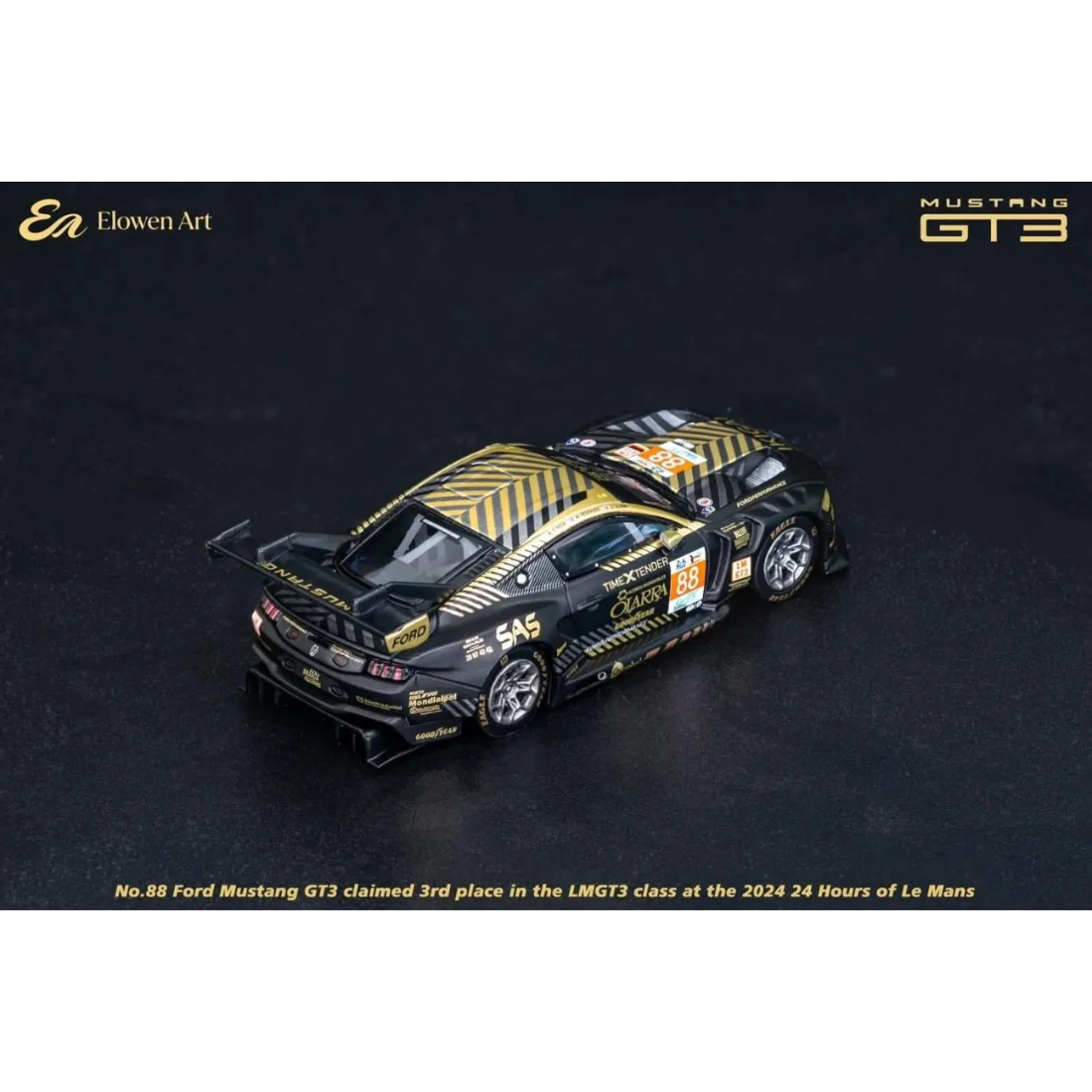 ELOWEN ART Mustang GT-3 #88 24 Hrs Lemans, 1:64 Scale (Black Gold) — image 3