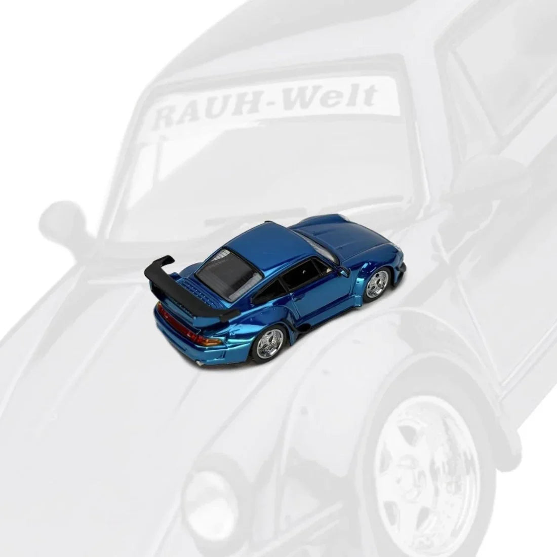 *Pre-Order* Porsche diecast RWB with Display Engine DZ P, 1:64 Scale (Blue Chrome) — image 3