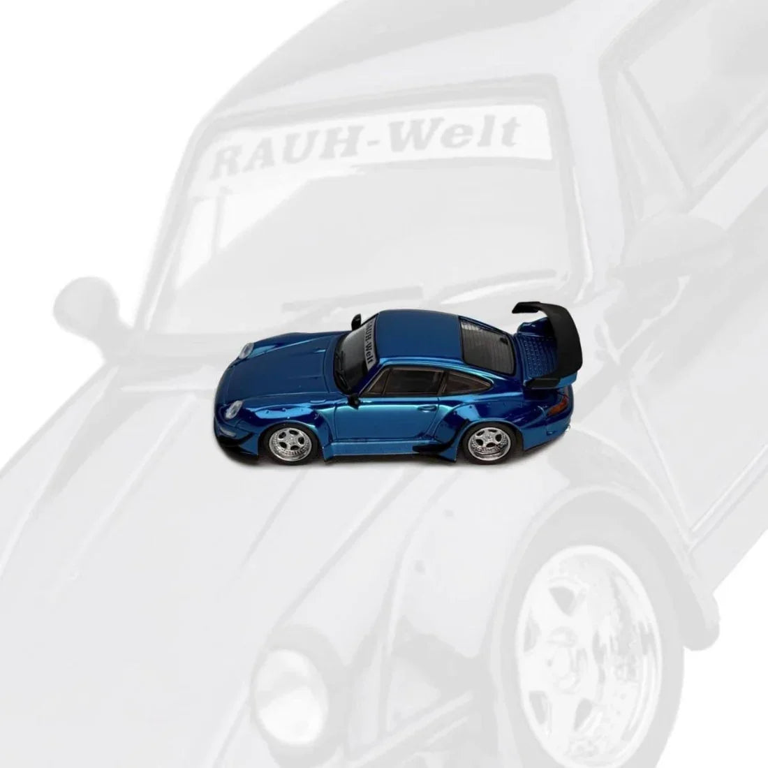 *Pre-Order* Porsche diecast RWB with Display Engine DZ P, 1:64 Scale (Blue Chrome) — image 4