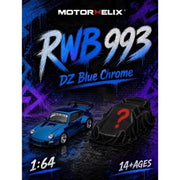 *Pre-Order* Porsche diecast RWB with Display Engine DZ P, 1:64 Scale (Blue Chrome) — image 1