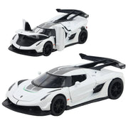 Koenigsegg Jesko Pullback Toy Car - Light, Sound with Openable Doors, 1:32 Scale (White) — image 1