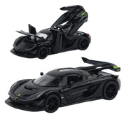 Koenigsegg Jesko Pullback Toy Car - Light, Sound with Openable Doors, 1:32 Scale (Black) — image 1