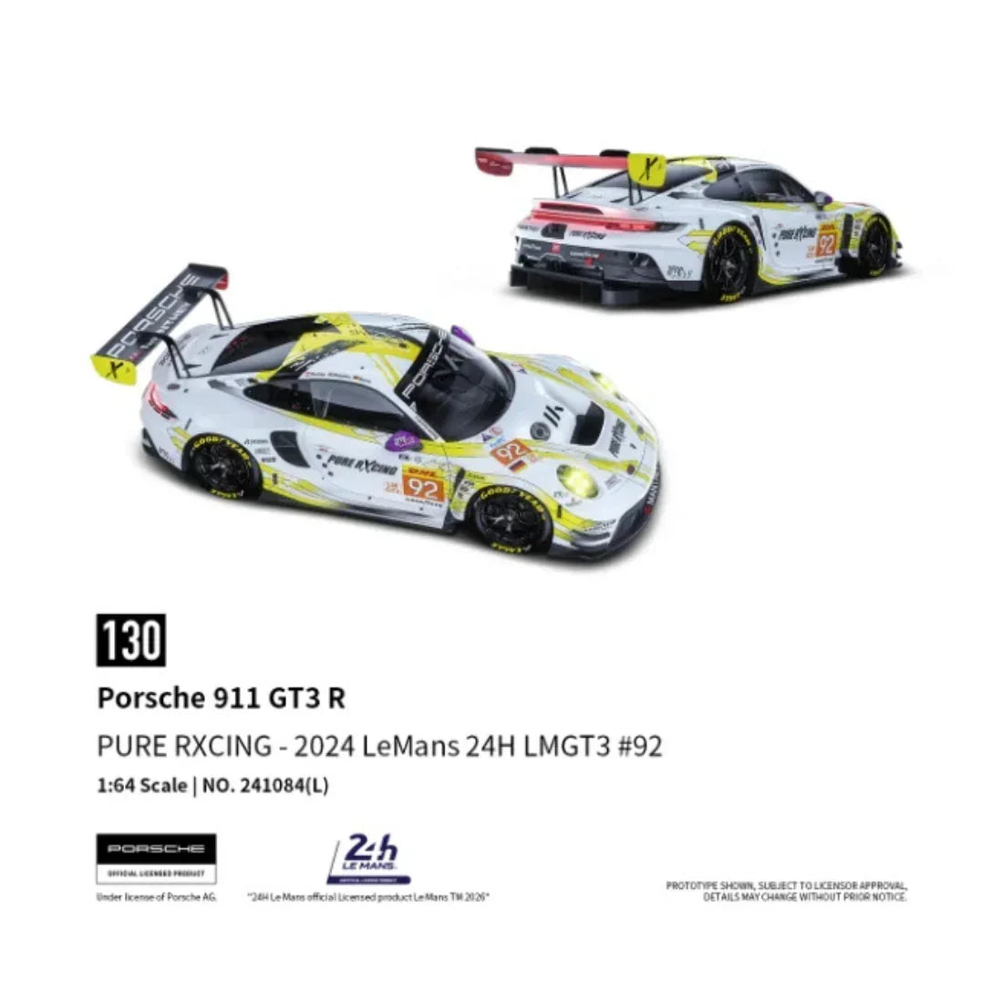 *PRE-ORDER* Porsche diecast 911 GT3 R - LeMans 24H 2024 #92, 1:64 Scale — image 1