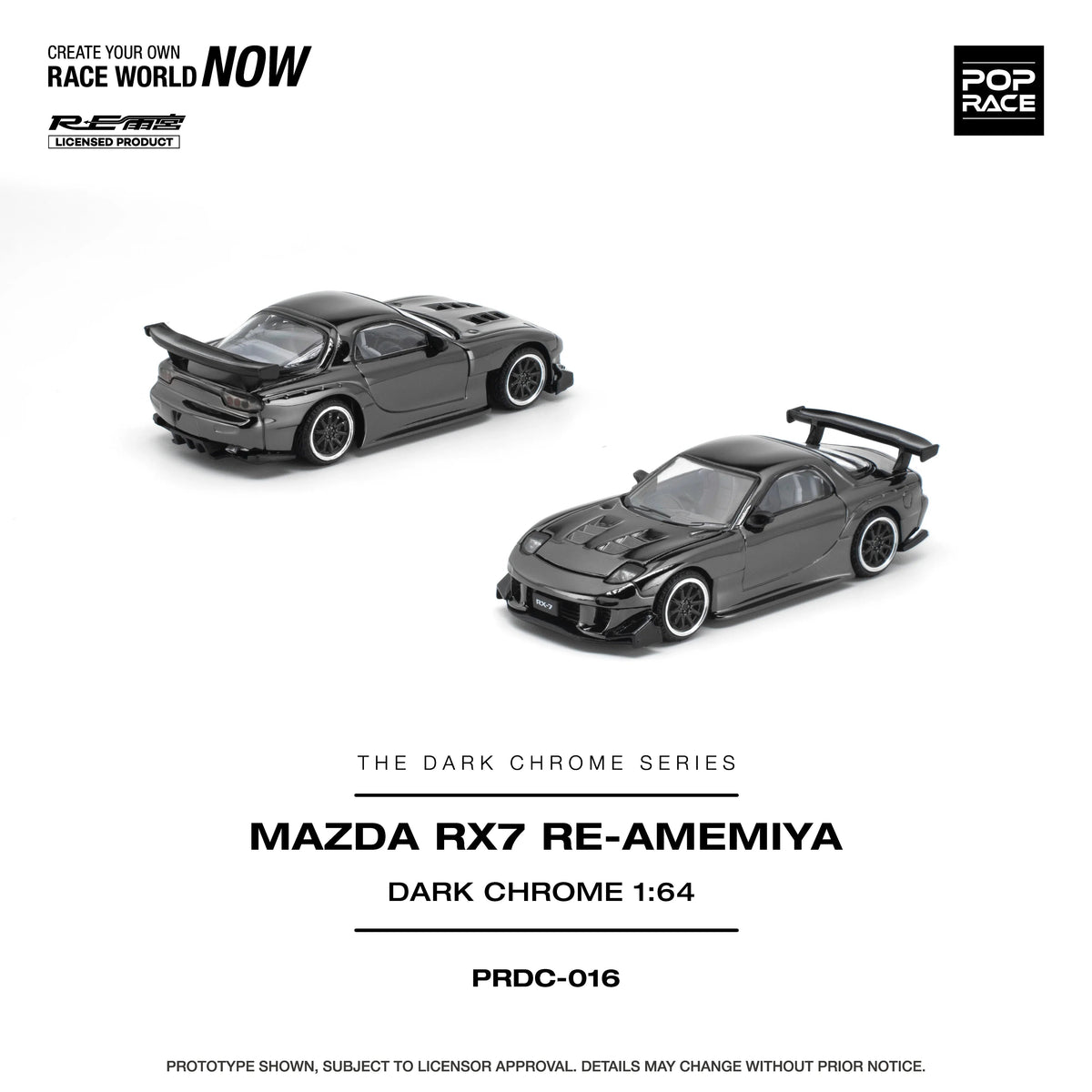 *PRE-ORDER* Mazda RX-7 Re-Amemiya, 1:64 Scale (Dark Chrome) — image 1