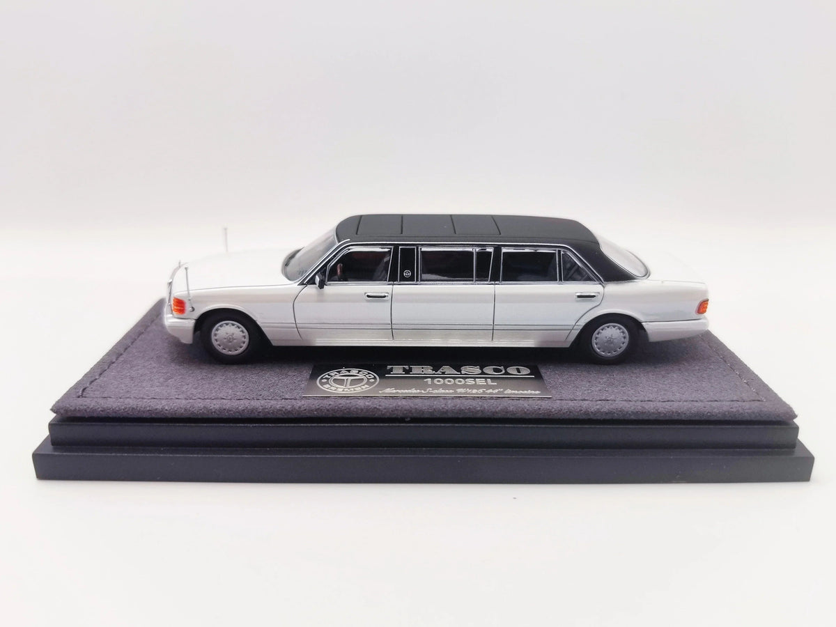*HEC 2026* Mercedes S-Class W126 44" Limosine Trasco 1000SEL, 1:64 Scale (White) — image 3