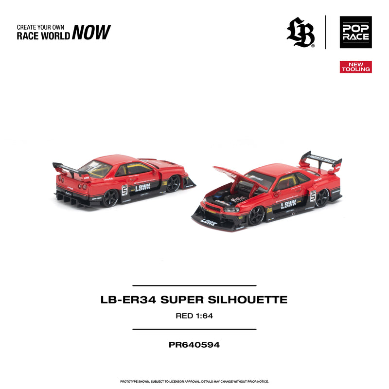 *PRE-ORDER* Liberty Walk - ER34 Super Silhouette, 1:64 Scale (Red) — image 1
