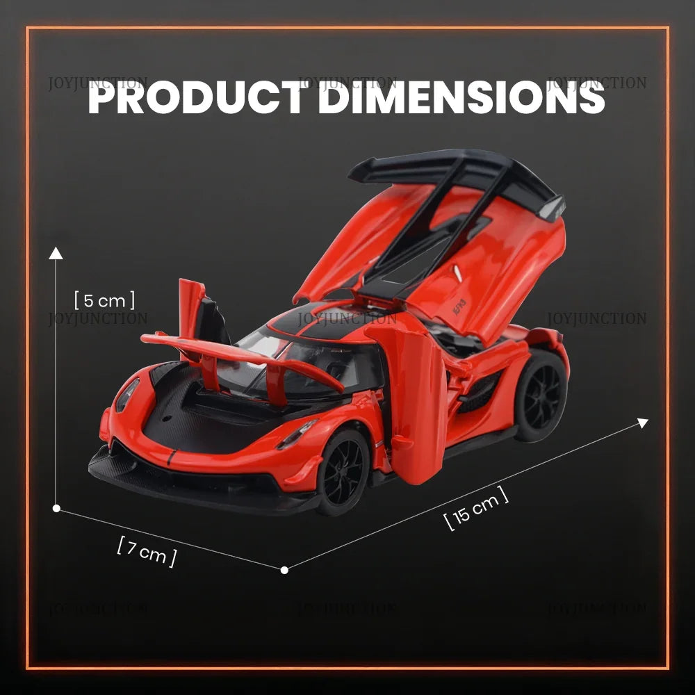 Koenigsegg Jesko Pullback Toy Car - Light, Sound with Openable Doors, 1:32 Scale (Red) — image 4