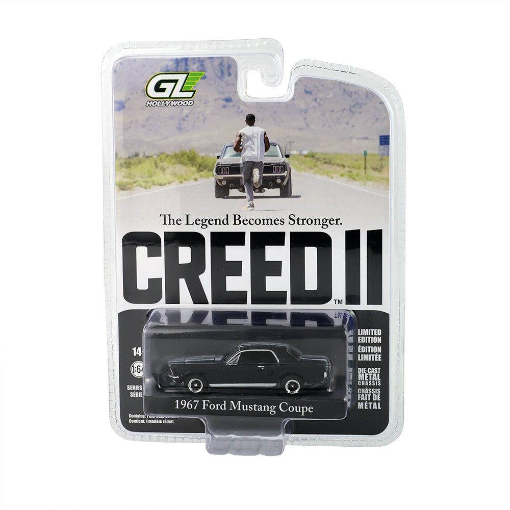 *PRE-ORDER* Hollywood Series 35 - Creed II (2018) - Adonis Creed's 1967 Ford Mustang Coupe - Black with White Stripes Solid Pack, 1:64 Scale — image 1