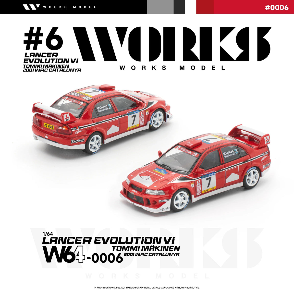 *PRE-ORDER* Mitsubishi Lancer Evolution Vi Tommi Makinen 2001 WRC Catalunya, 1:64 Scale — image 6