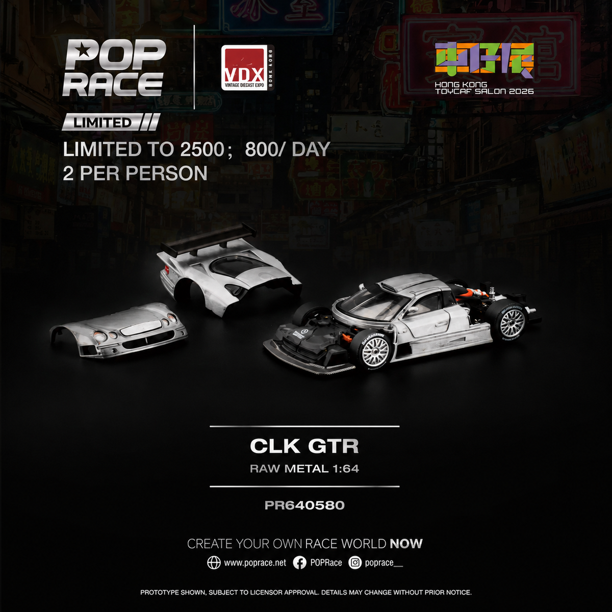 *HKTCS 2026* Mercedes Benz AMG CLK GTR (Raw Metal) Limited to 2500pcs, 1:64 Scale — image 1