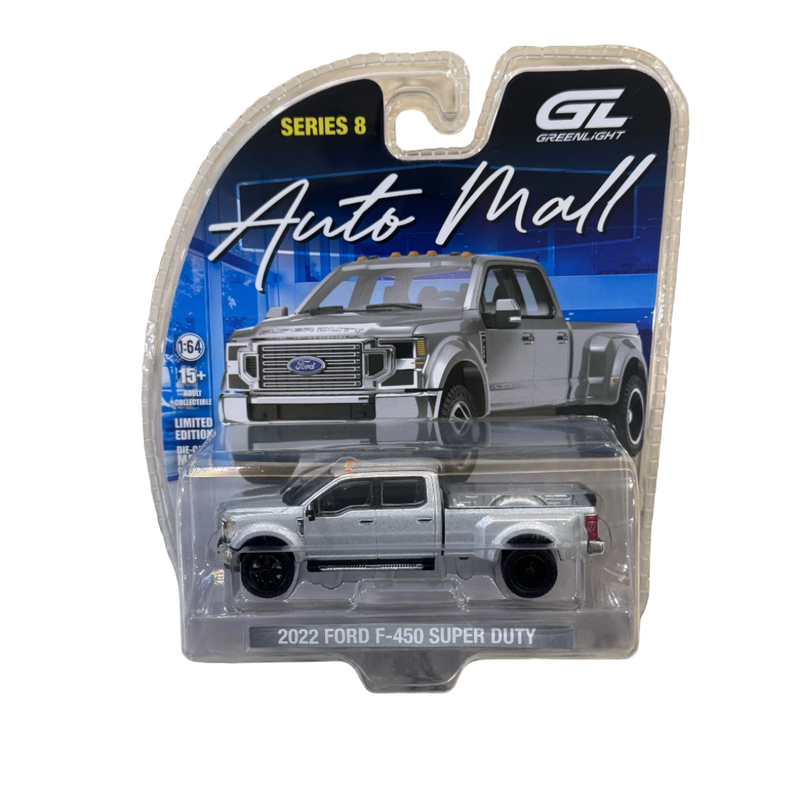 *PRE-ORDER* Auto Mall Series 8 - 2022 Ford F-450 Super Duty, 1:64 Scale (Iconic Silver) — image 1