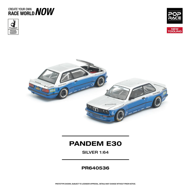 *PRE-ORDER* Pandem E30 Opening Engine Hood, 1:64 Scale (Silver) — image 1