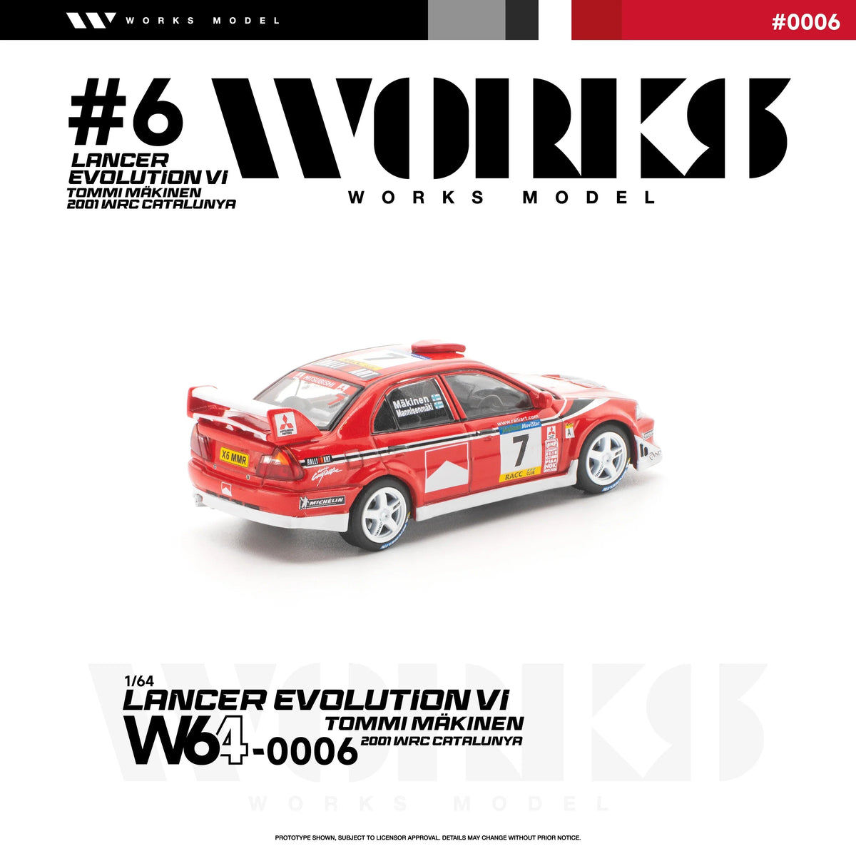 *PRE-ORDER* Mitsubishi Lancer Evolution Vi Tommi Makinen 2001 WRC Catalunya, 1:64 Scale — image 4