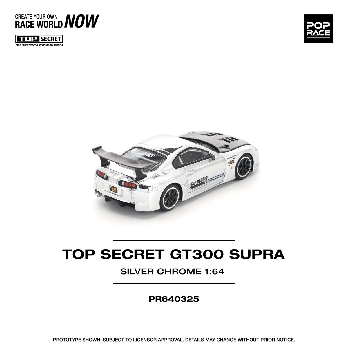 Top Secret GT300 Supra Silver Chrome, 1:64 Scale (Silver) — image 4