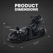 Koenigsegg Jesko Pullback Toy Car - Light, Sound with Openable Doors, 1:32 Scale (Black) — image 3