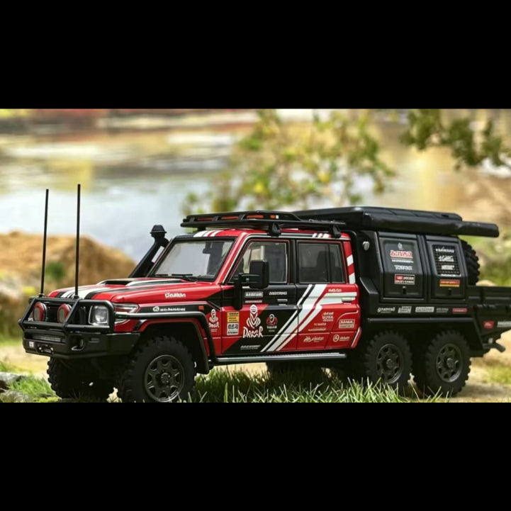 *PRE-ORDER* Land Cruiser LC79Double Cabin, 6x6 Off-Load Light Pickup, 1:64 Scale (Red Livery) — image 1