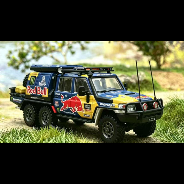 *PRE-ORDER* Land Cruiser LC79Double Cabin, 6x6 Off-Load Light Pickup, 1:64 Scale (Red Bull Livery) — image 1