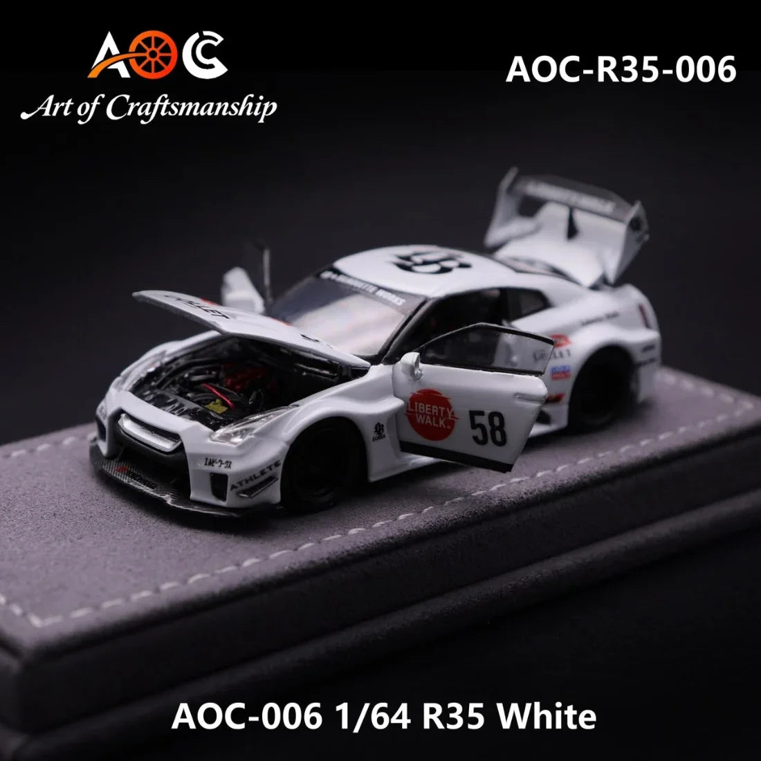 *PRE-ORDER* Liberty Walk GT-R R35 #58 White Livery, 1:64 Scale — image 1