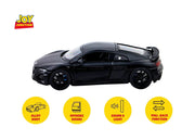 Audi R8 Pullback Toy Car - Light, Sound with Openable Doors, 1:32 Scale (Black) — image 3