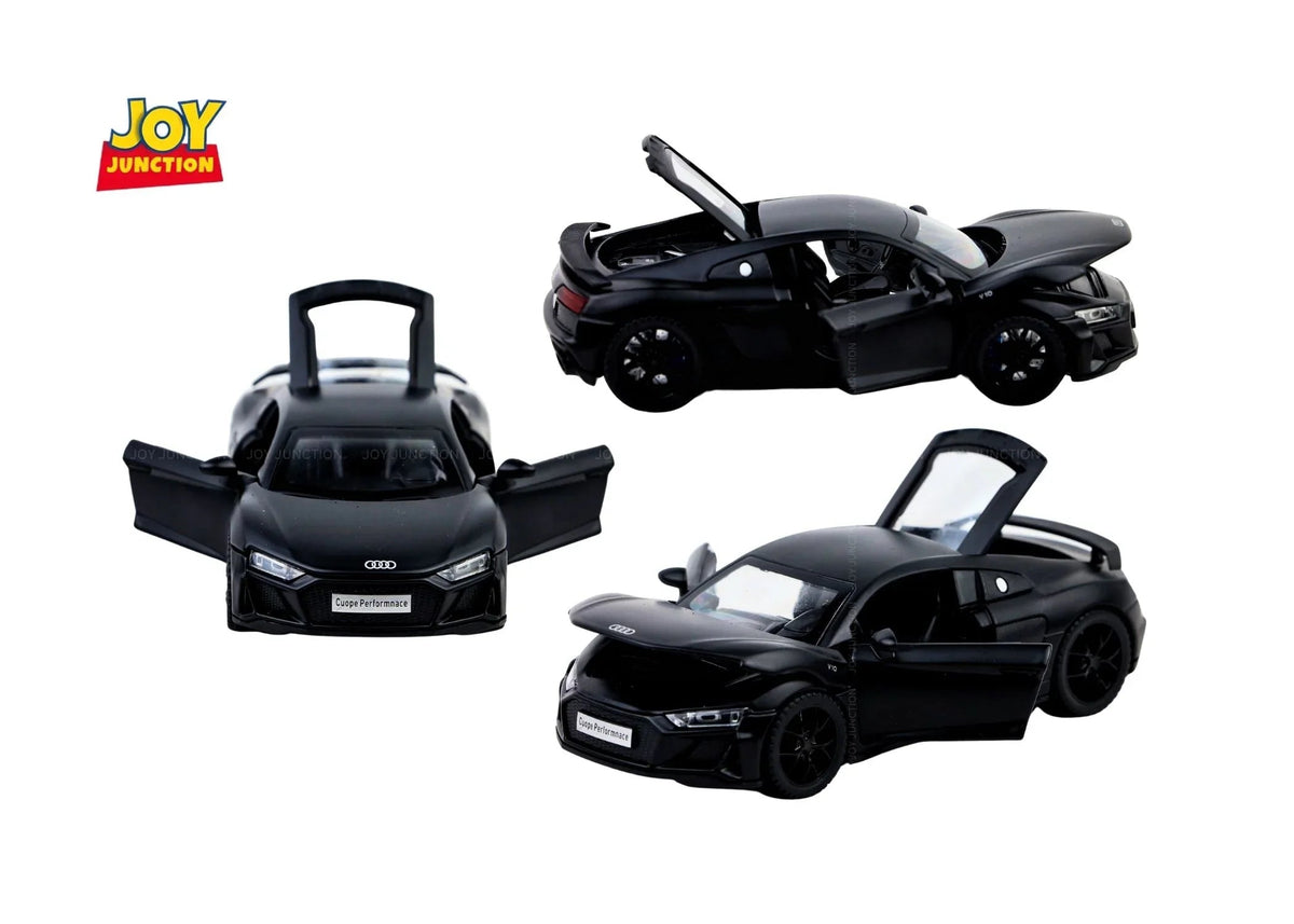 Audi R8 Pullback Toy Car - Light, Sound with Openable Doors, 1:32 Scale (Black) — image 1