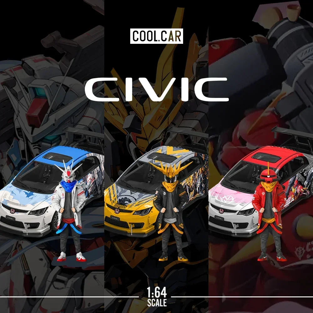 CoolCar - Honda Civic explosive modification Gray Mecha - puppet version, 1:64 Scale — image 2