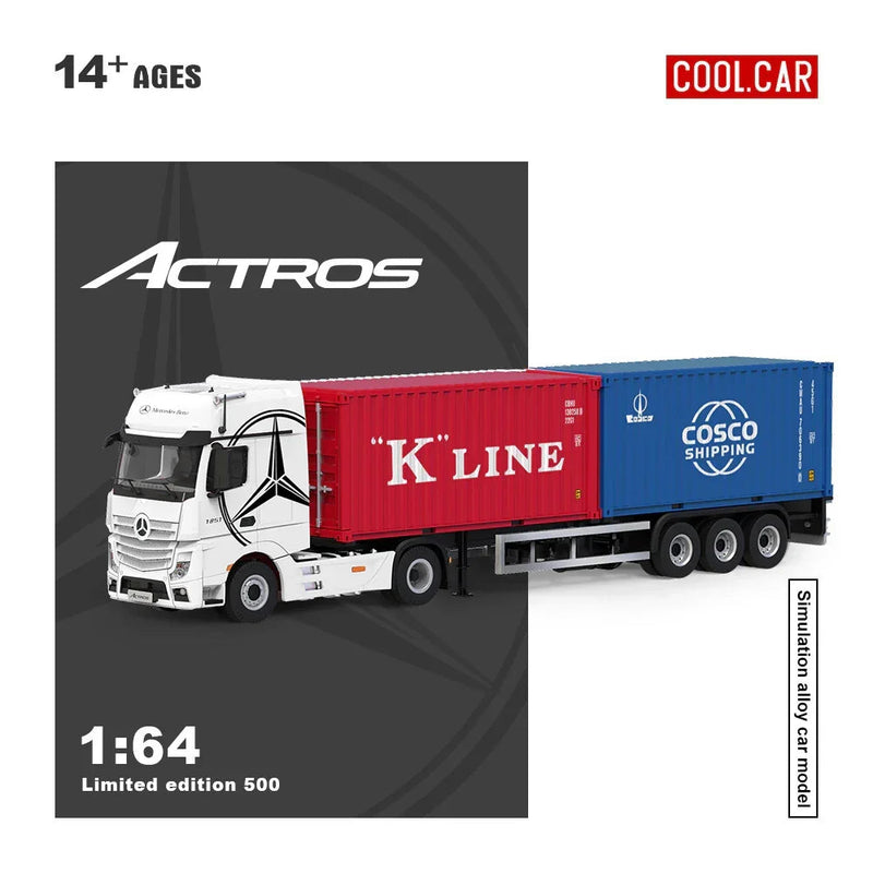 CC - Mercedes Benz Actros Cargo Container Truck,1:64 Scale (White) — image 1