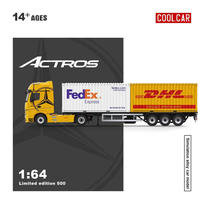 CC - Mercedes Benz Actros Cargo Container Truck, 1:64 Scale (Yellow) — image 2