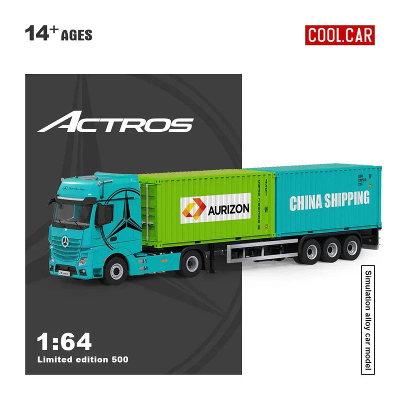 CC-Mercedes-Benz Actros Cargo Container Truck, 1:64 Scale (Blue) — image 1